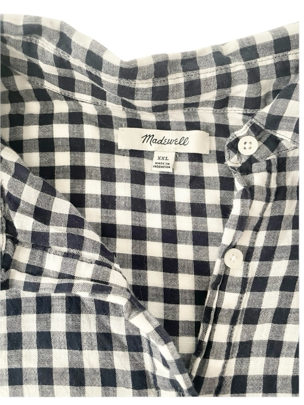 Madewell Gingham popover gauzy blouse 100% cotton women’s XXL casual summer boho - Picture 6 of 6
